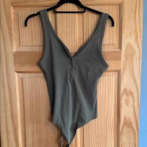 Abercrombie & Fitch Olive Green Ribbed Bodysuit